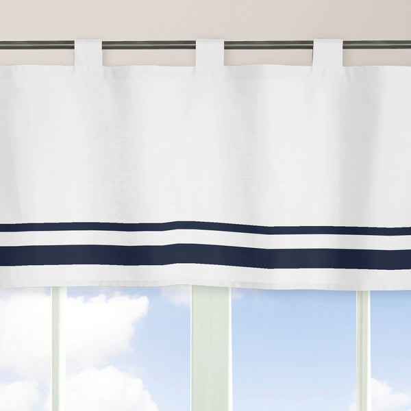 Hotel White and Navy Collection Window Valance