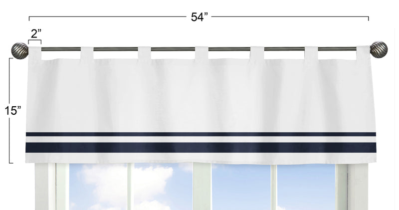Hotel White and Navy Collection Window Valance