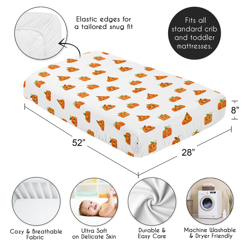 Seasonal Halloween Collection Crib Sheet - Pumpkins Print