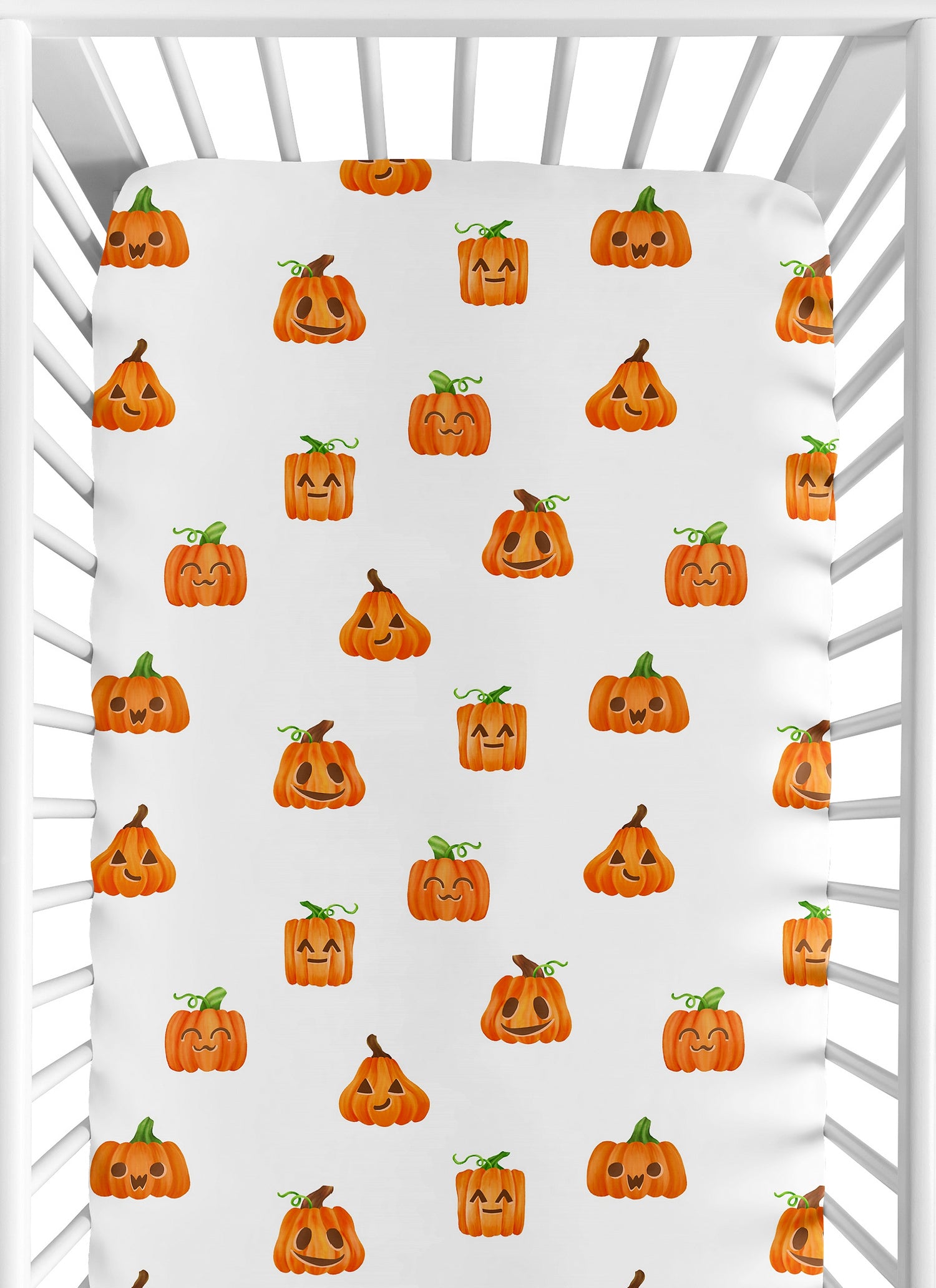 Seasonal Halloween Collection Crib Sheet - Pumpkins Print