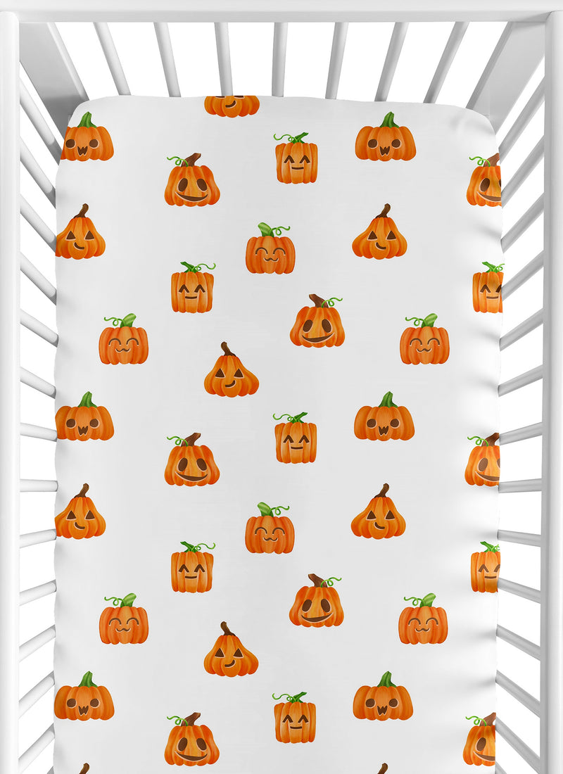 Seasonal Halloween Collection Crib Sheet - Pumpkins Print