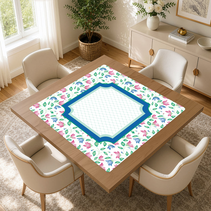 Mint Green Jester Collection Mahjong Mat for Table - Shipped Rolled