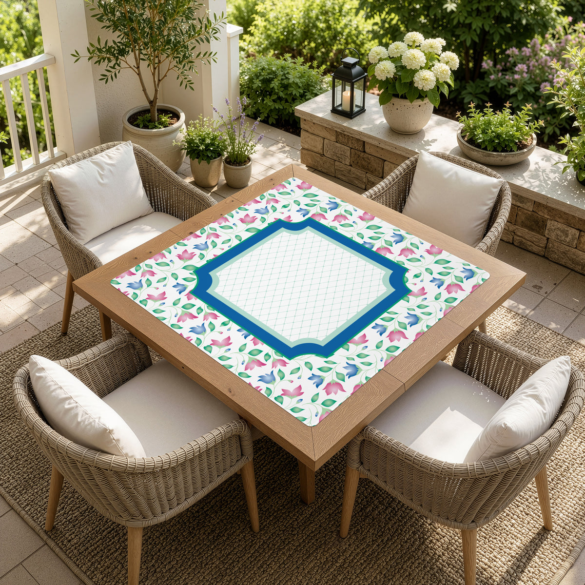 Mint Green Jester Collection Mahjong Mat for Table - Shipped Rolled