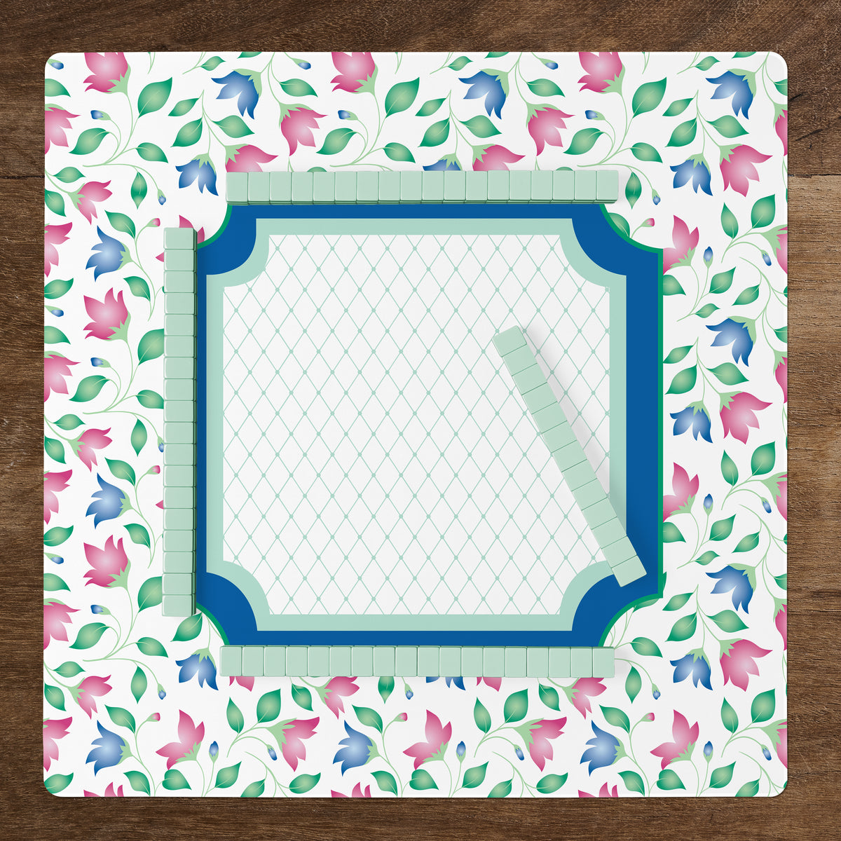 Mint Green Jester Collection Mahjong Mat for Table - Shipped Rolled