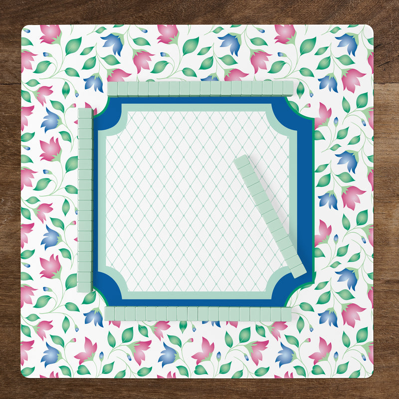 Mint Green Jester Collection Mahjong Mat for Table - Shipped Rolled