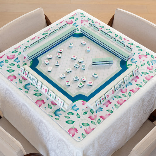 Mint Green Jester Collection Mahjong Mat for Table - Shipped Rolled