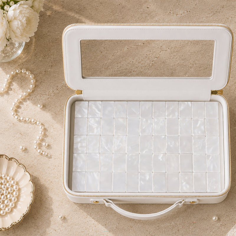 Judaica Pearl Collection American Mahjong Tile Set (160pc) 1.42 Pearlescent Acrylic with Faux Leather Travel Bag