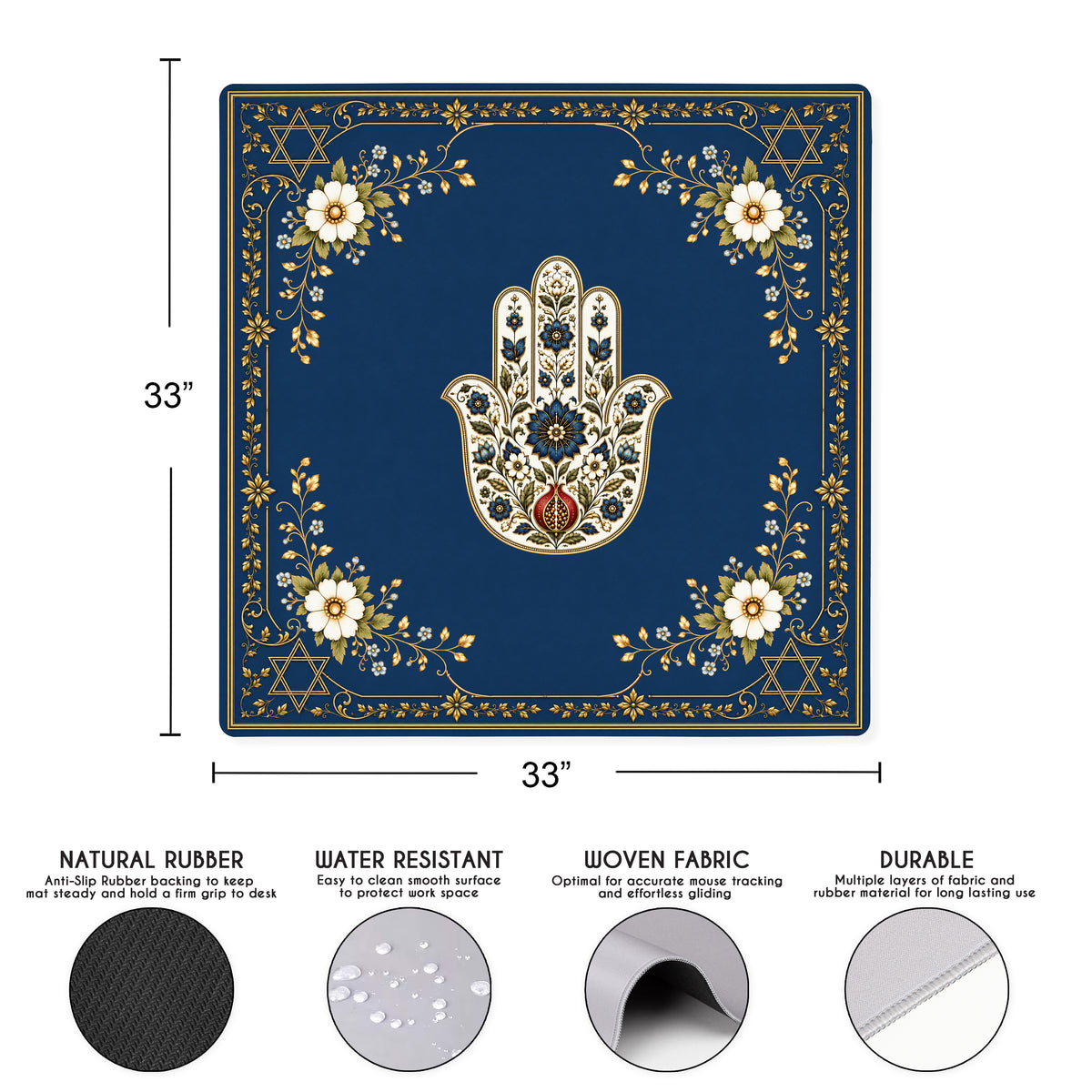 Judaica Pearl Collection Mahjong Mat for Table - Shipped Rolled