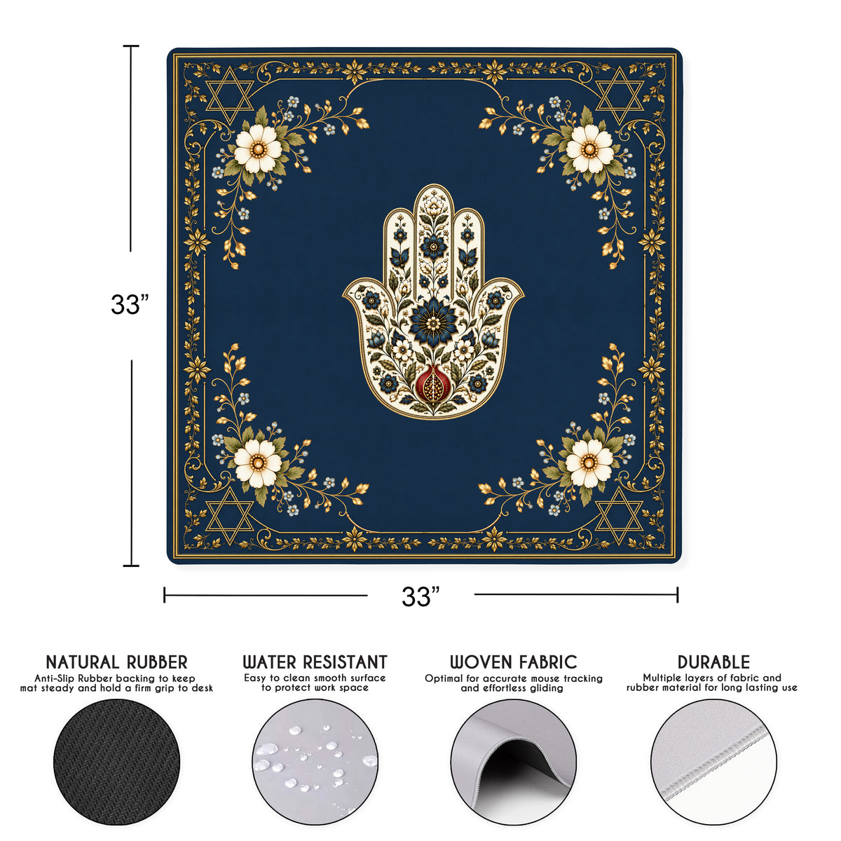 Judaica Pearl Collection Mahjong Mat for Table - Shipped Rolled