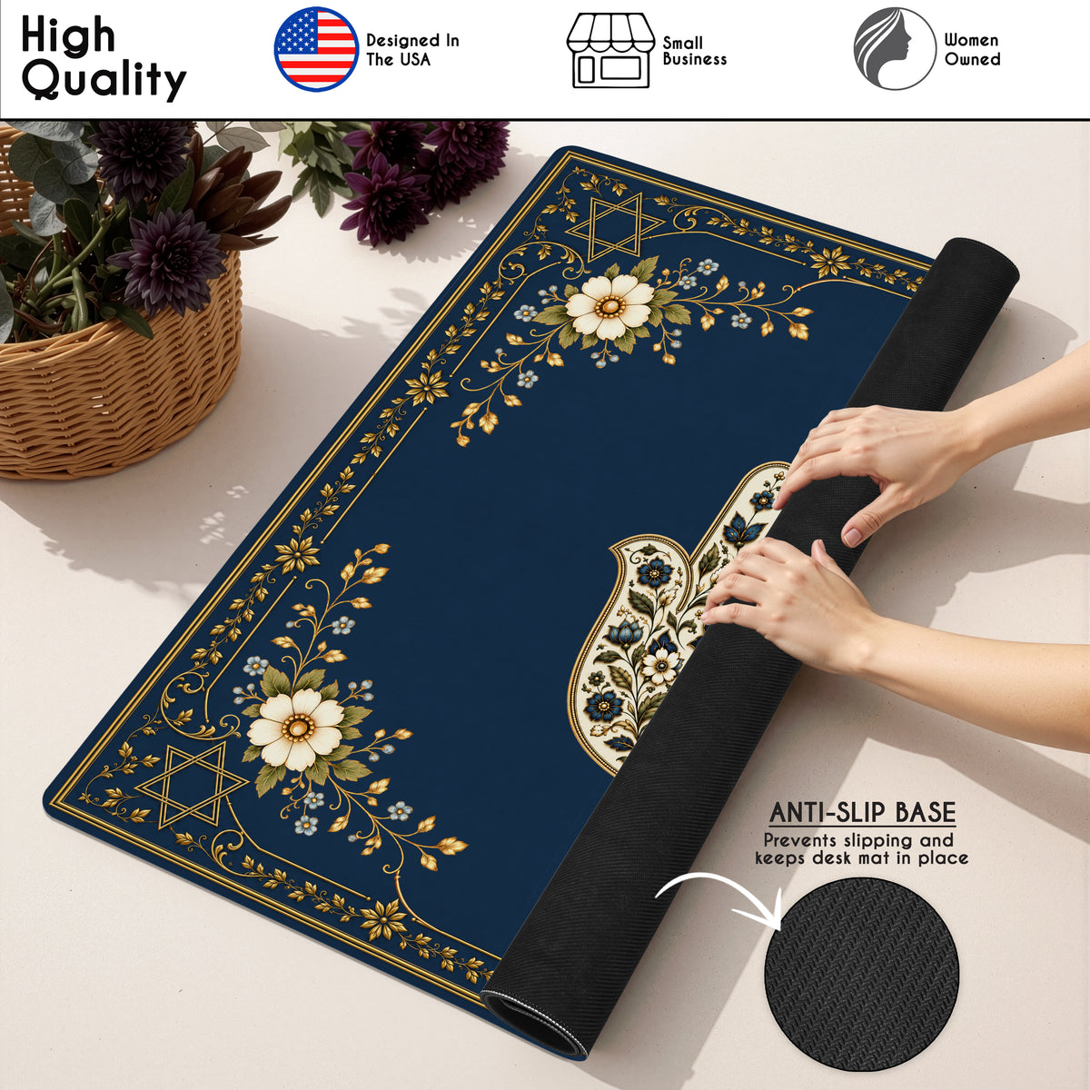 Judaica Pearl Collection Mahjong Mat for Table - Shipped Rolled