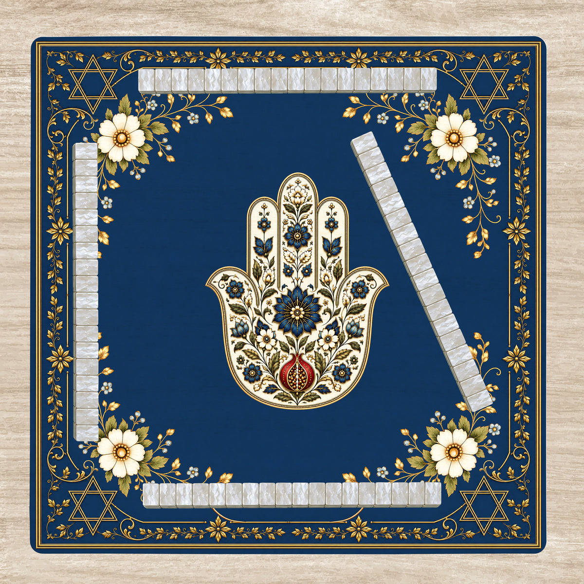 Judaica Pearl Collection Mahjong Mat for Table - Shipped Rolled