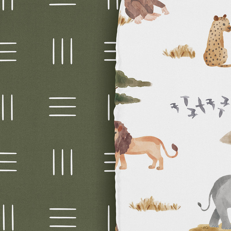 Jungle Collection 2 Pack Baby Bassinet Fitted Sheets