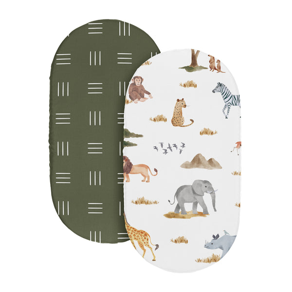 Jungle Collection 2 Pack Baby Bassinet Fitted Sheets alternate view