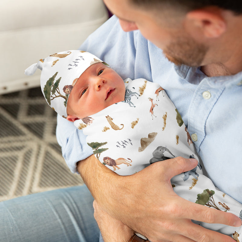 Jungle Collection Baby Cocoon and Beanie Hat - 2 Piece Set
