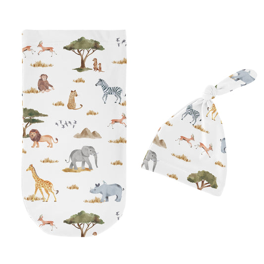 Jungle Collection Baby Cocoon and Beanie Hat - 2 Piece Set