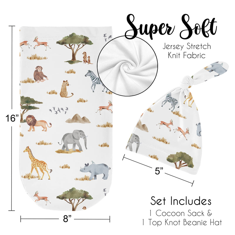 Jungle Collection Baby Cocoon and Beanie Hat - 2 Piece Set