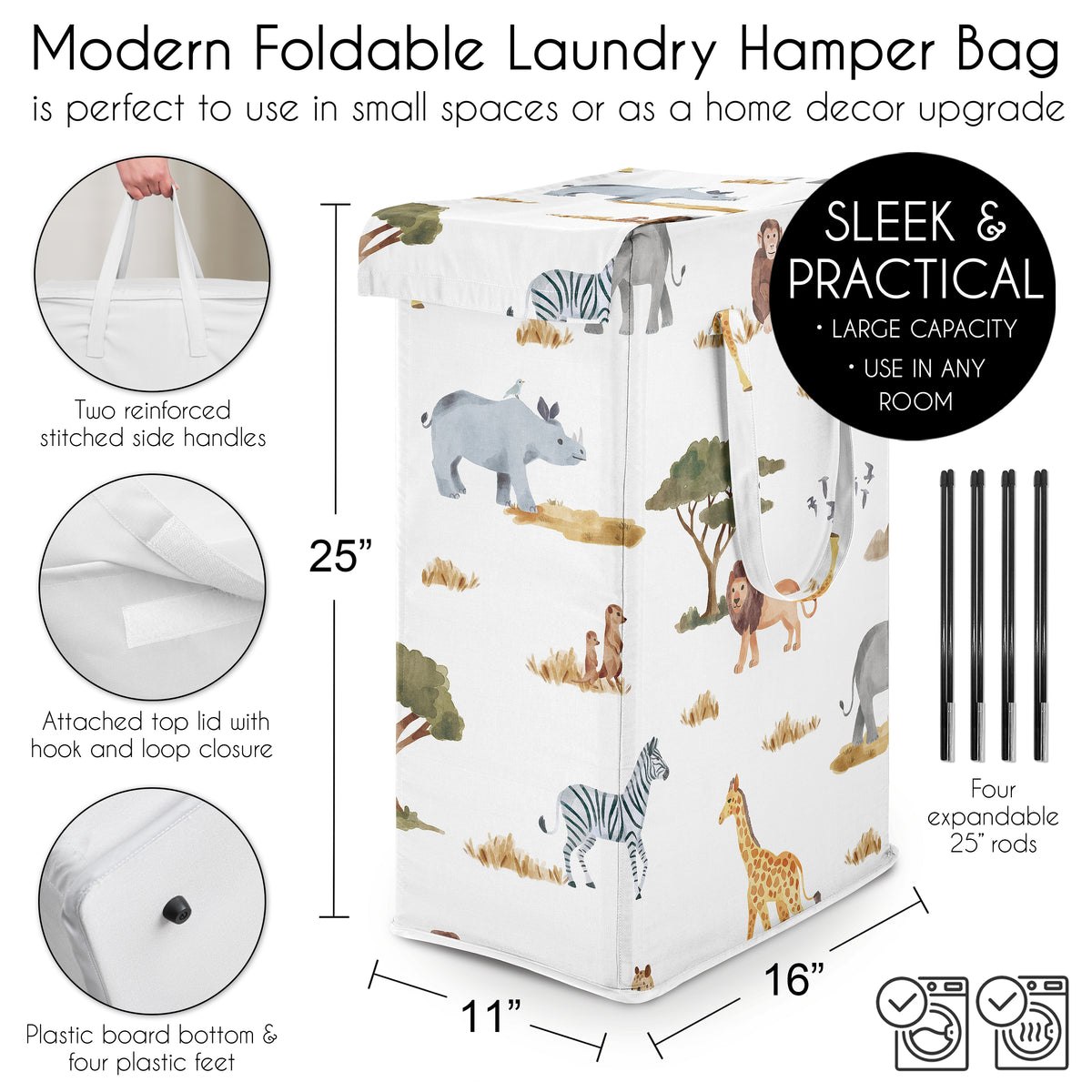Jungle Collection Laundry Hamper with Handles