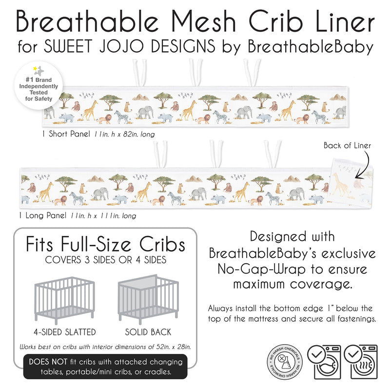 Jungle Collection Sweet Jojo Designs + BreathableBaby Breathable Mesh Crib Liner
