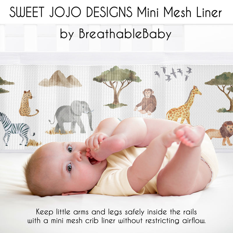 Jungle Collection Sweet Jojo Designs + BreathableBaby Breathable Mini Mesh Crib Liner