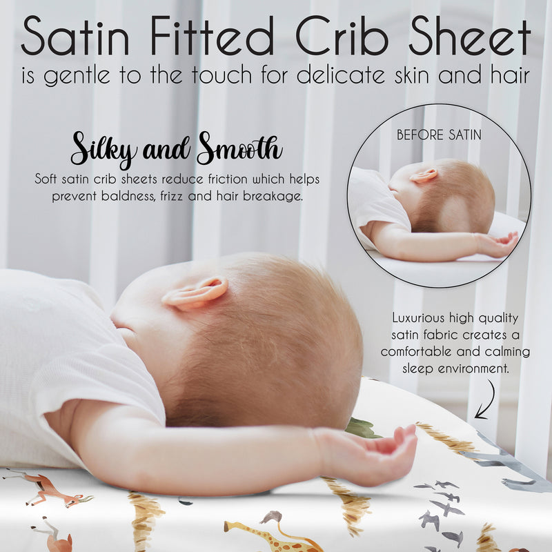 Jungle Collection Satin Fitted Crib Sheet