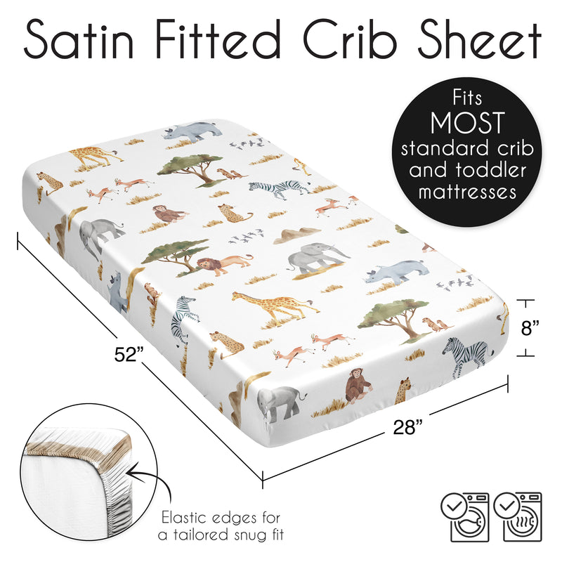 Jungle Collection Satin Fitted Crib Sheet