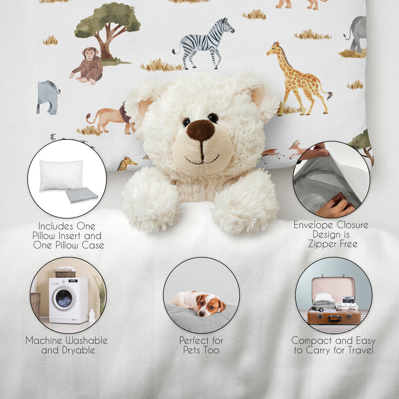 Jungle Collection Toddler Pillow with Pillowcase
