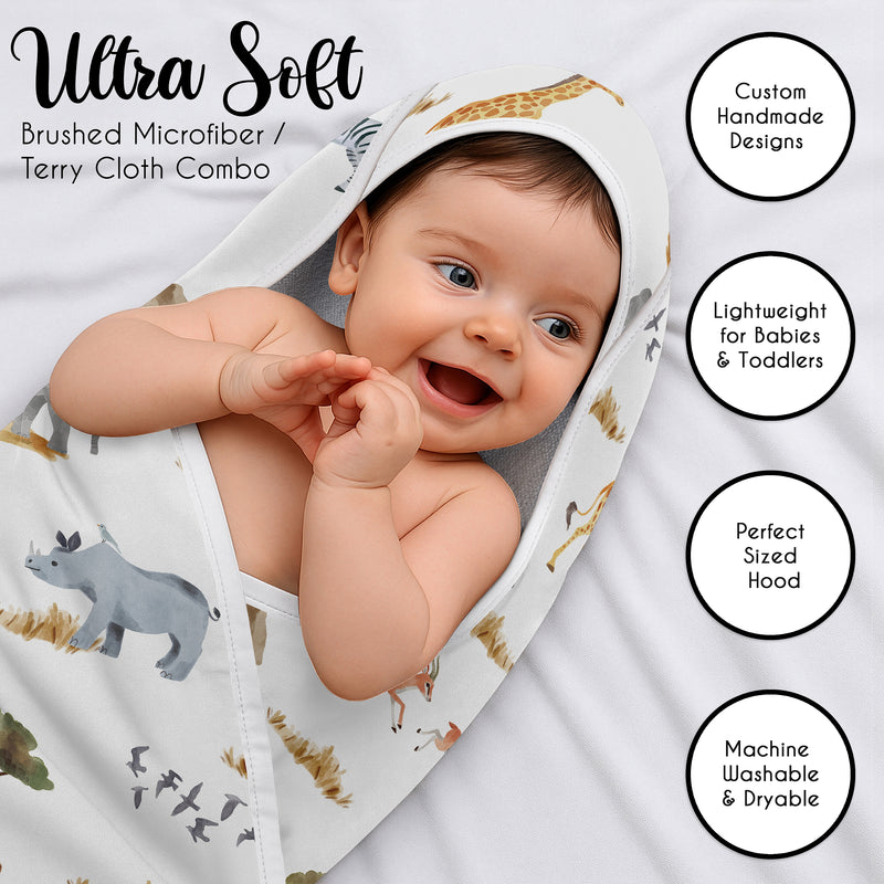 Jungle Collection Hooded Baby Towels - Toddler Bath Towel