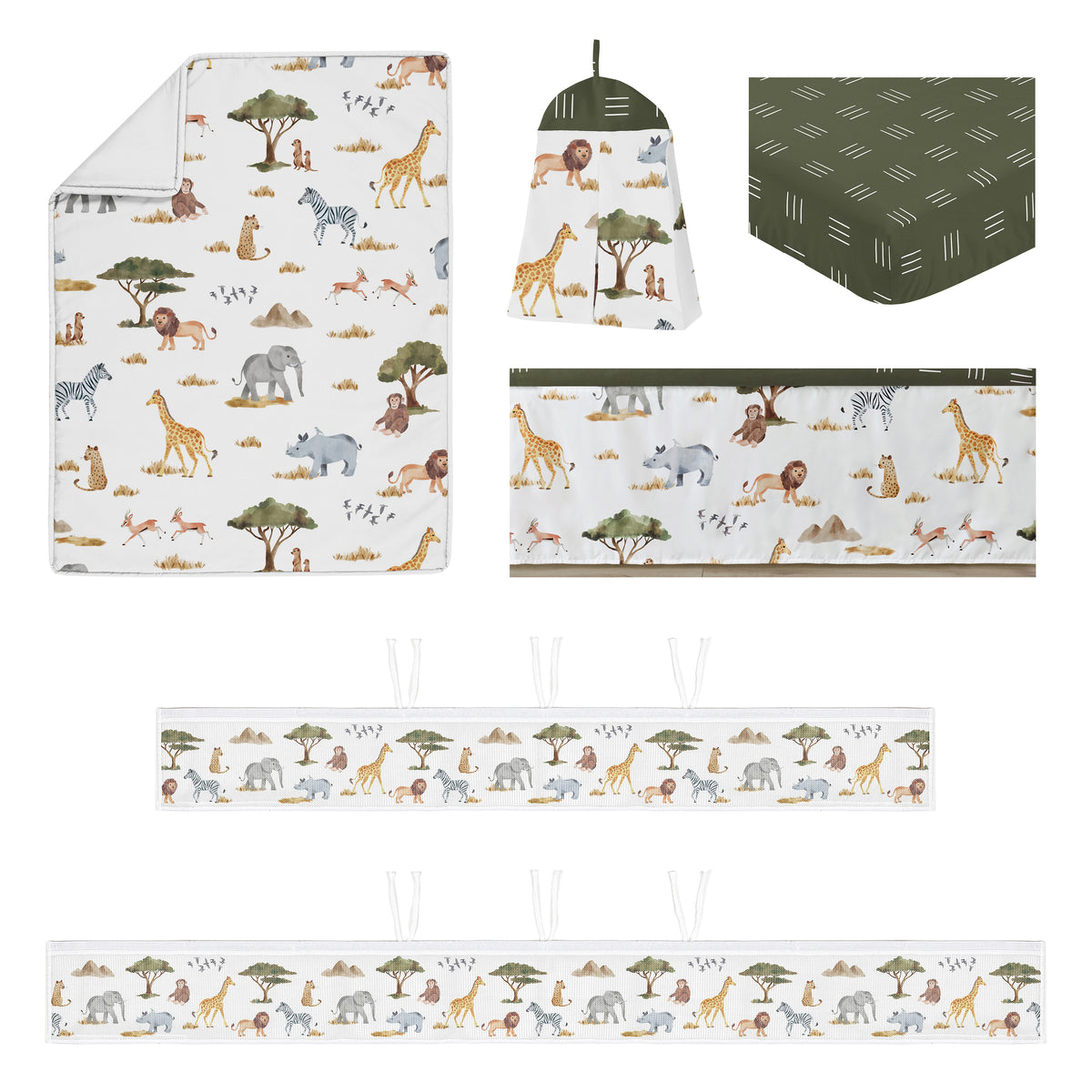 Jungle Collection Sweet Jojo Designs 6 Piece Crib Bedding + BreathableBaby Breathable Mesh Liner