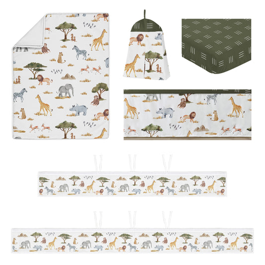 Jungle Collection Sweet Jojo Designs 6 Piece Crib Bedding + BreathableBaby Breathable Mesh Liner