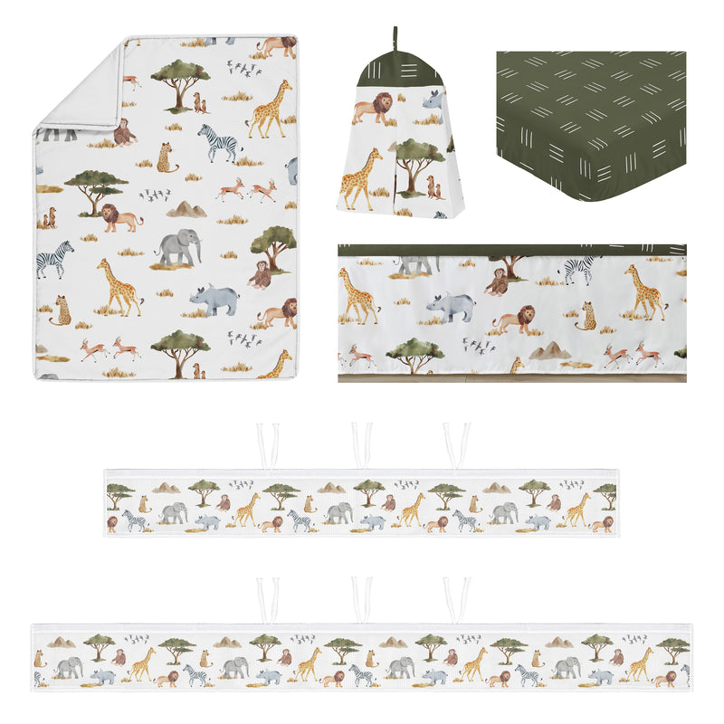 Jungle Collection Sweet Jojo Designs 6 Piece Crib Bedding + BreathableBaby Breathable Mesh Liner