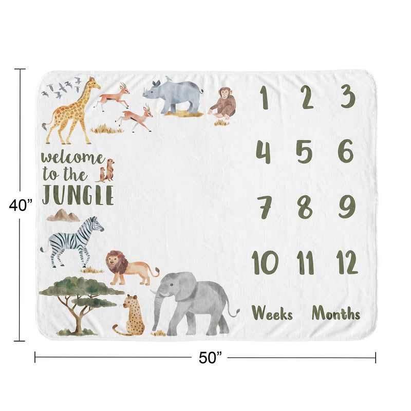 Jungle Collection Monthly Milestone Baby Blanket