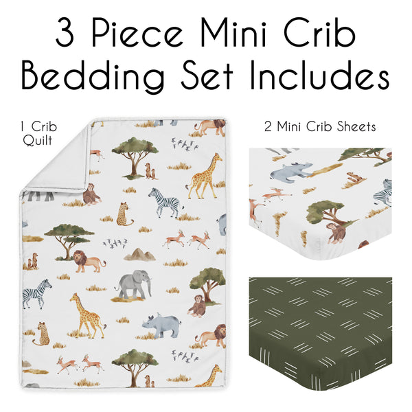 Jungle Collection 3 Piece Mini Crib Bedding Set alternate view