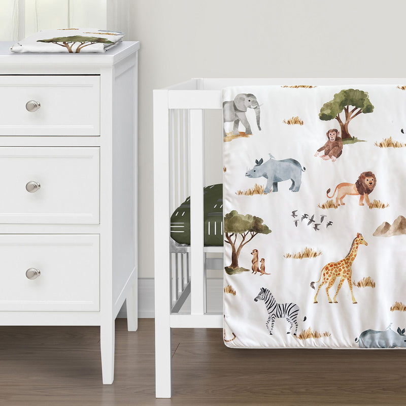 Jungle Collection 3 Piece Mini Crib Bedding Set