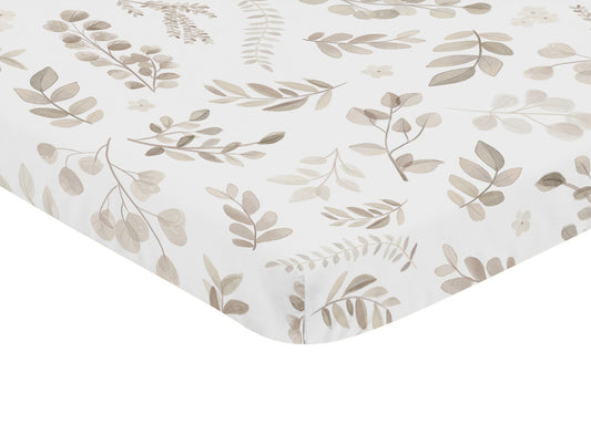 Botanical Leaf Linen Collection Mini Crib Sheet