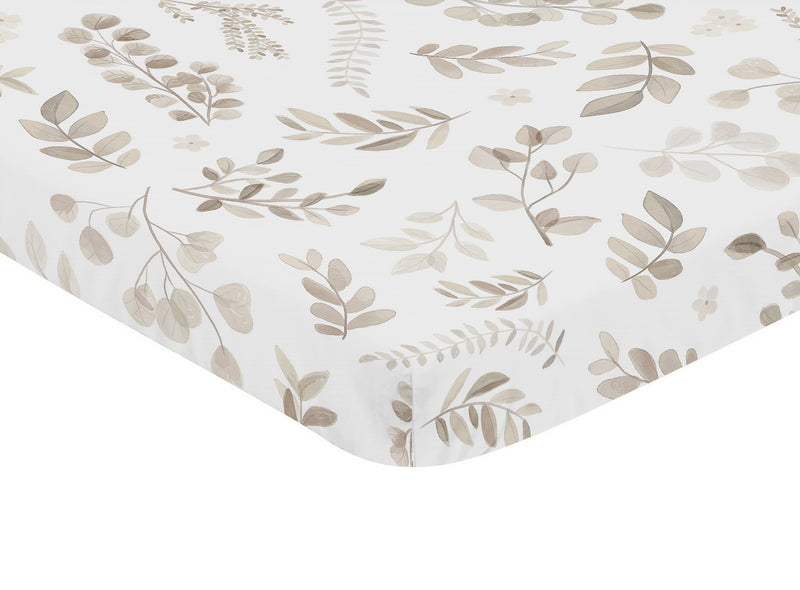 Botanical Leaf Linen Collection Mini Crib Sheet