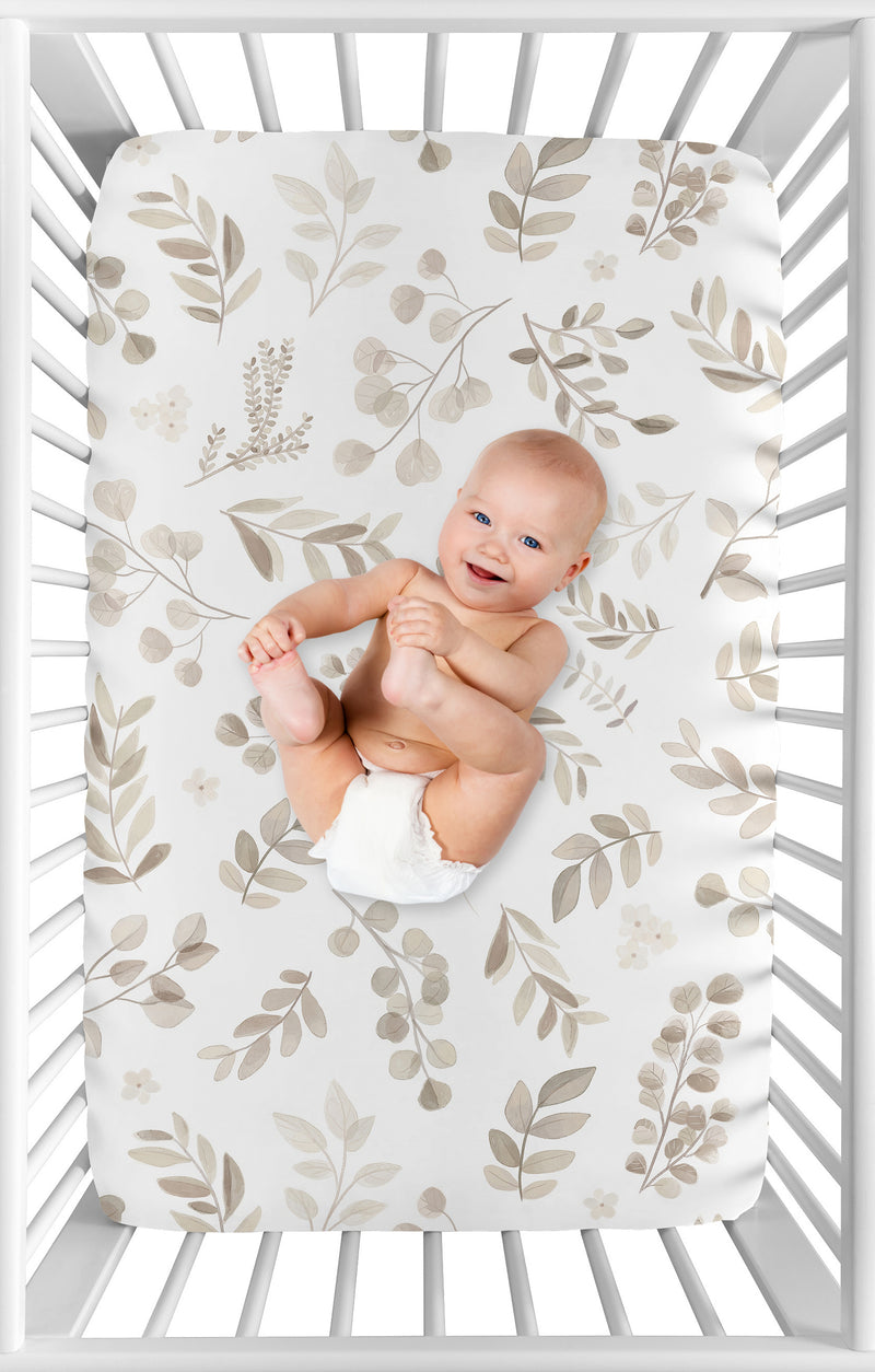 Botanical Leaf Linen Collection Mini Crib Sheet