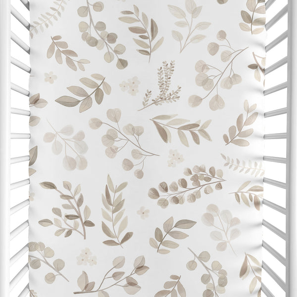 Botanical Leaf Linen Collection Mini Crib Sheet