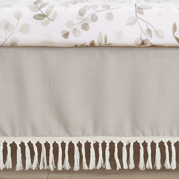 Botanical Leaf Linen Collection Crib Bed Skirt