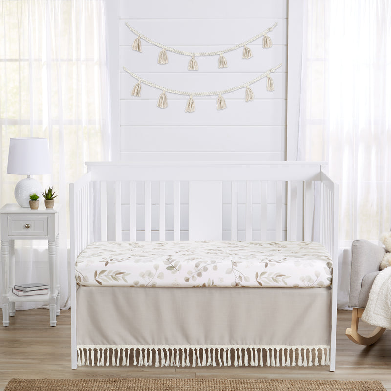 Botanical Leaf Linen Collection Crib Bed Skirt