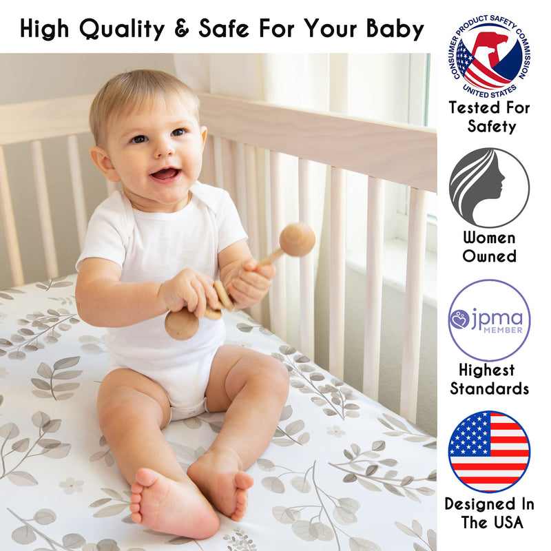 Botanical Leaf Linen Collection 4 Piece Crib Bedding
