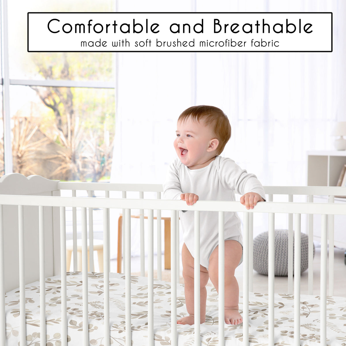 Botanical Leaf Linen Collection 4 Piece Crib Bedding