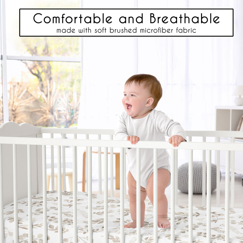 Botanical Leaf Linen Collection 4 Piece Crib Bedding
