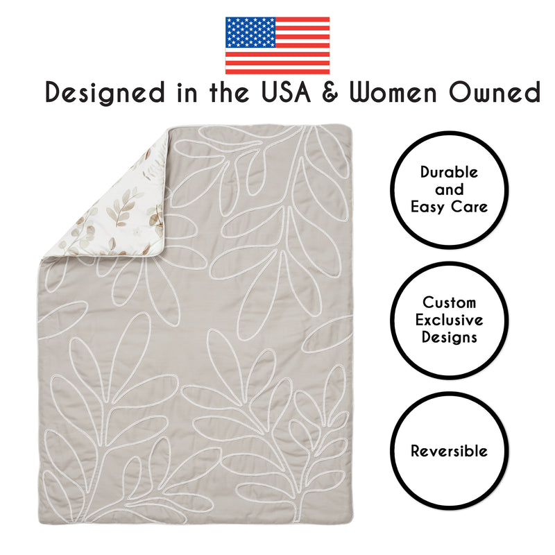 Botanical Leaf Linen Collection 4 Piece Crib Bedding