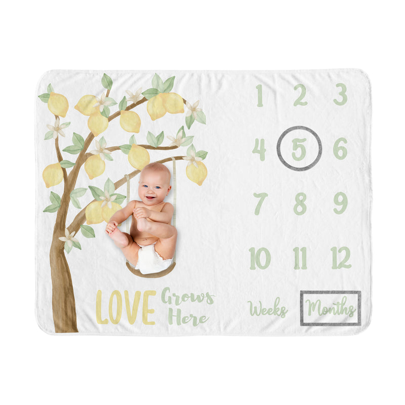Lemon Collection Monthly Milestone Baby Blanket