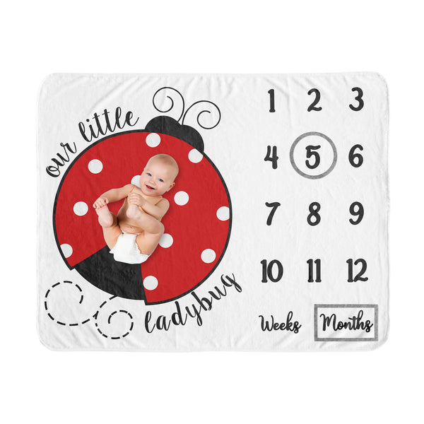 Little Ladybug Collection Monthly Milestone Baby Blanket