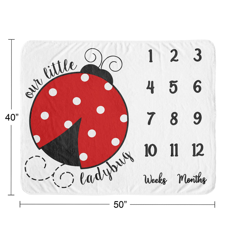 Little Ladybug Collection Monthly Milestone Baby Blanket