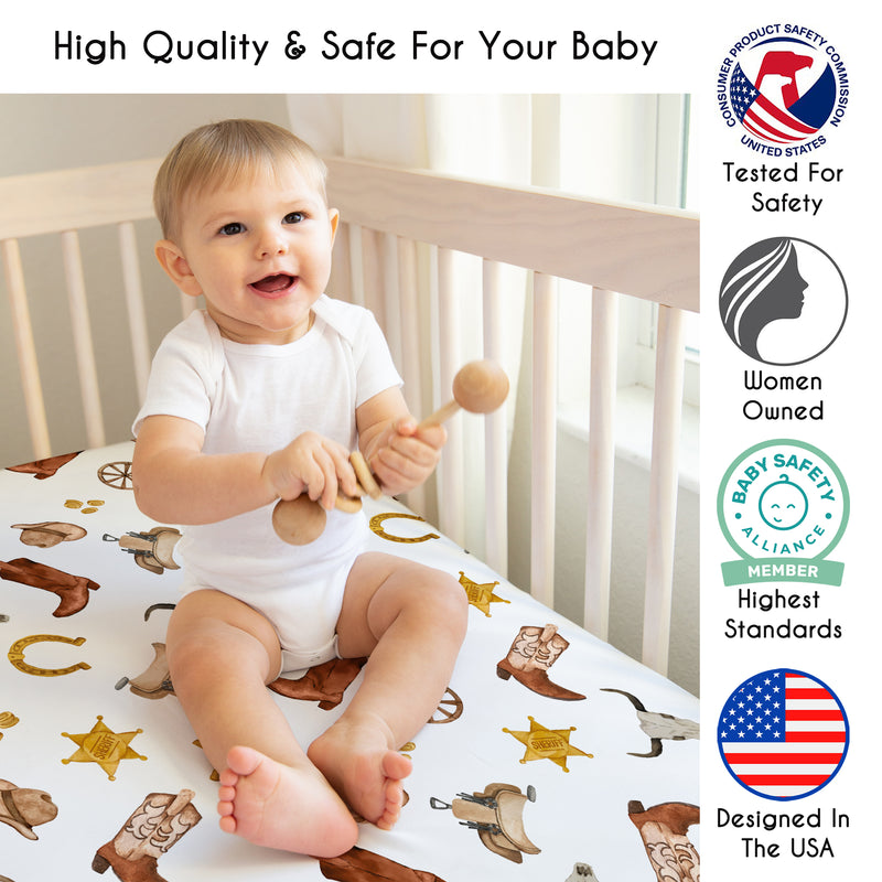 Wild West Cowboy Collection Crib Sheet - Lone Star Print
