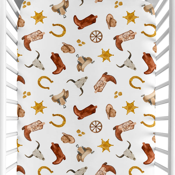 Wild West Cowboy Collection Crib Sheet - Lone Star Print