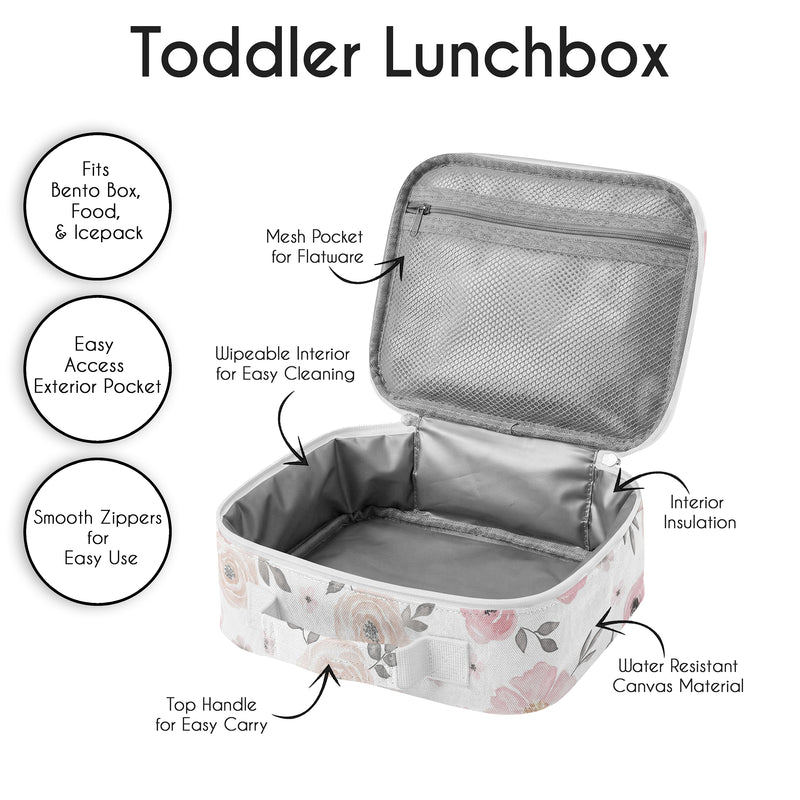 Watercolor Floral Pink and Grey Collection Small Kids Lunch Box