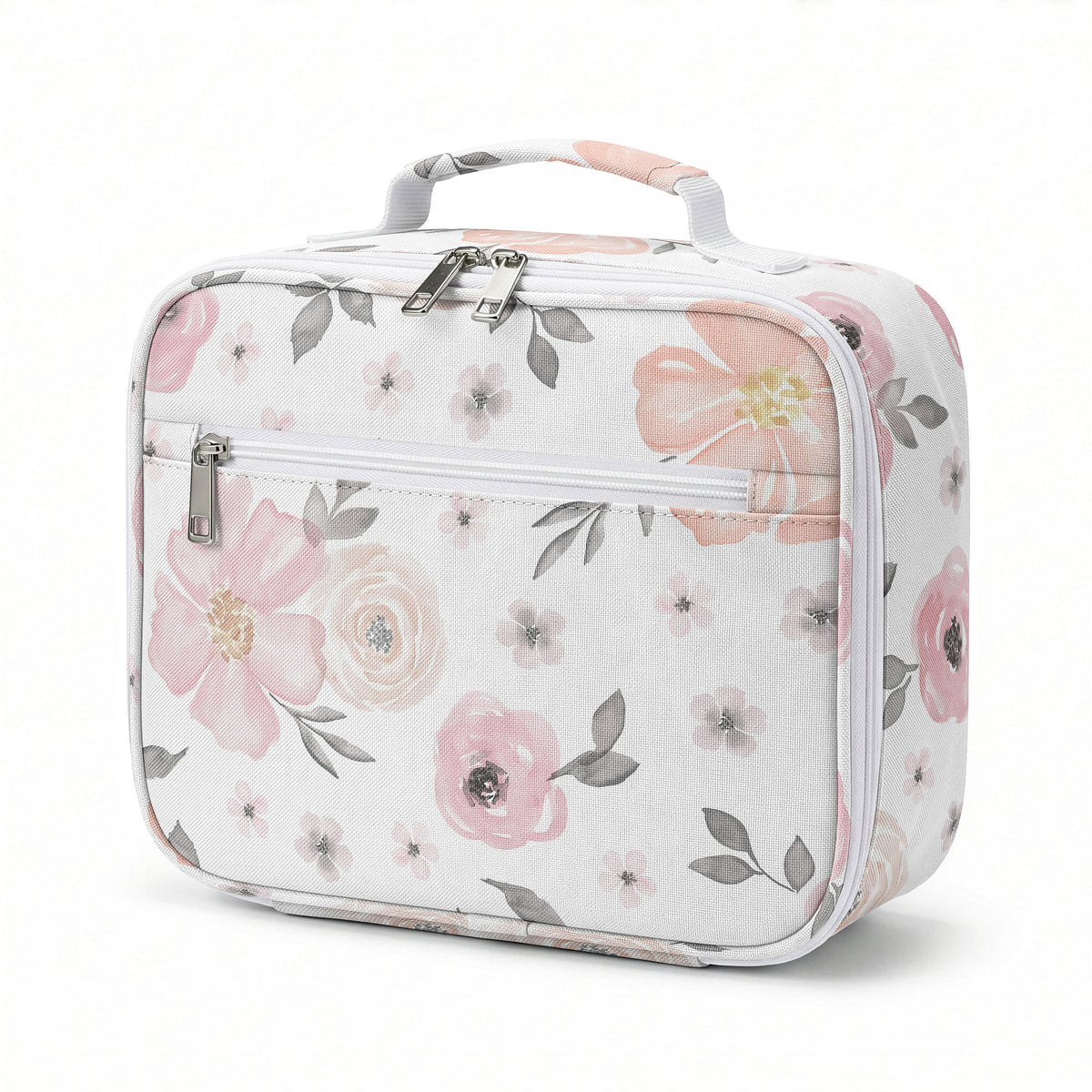 Watercolor Floral Pink and Grey Collection Small Kids Lunch Box